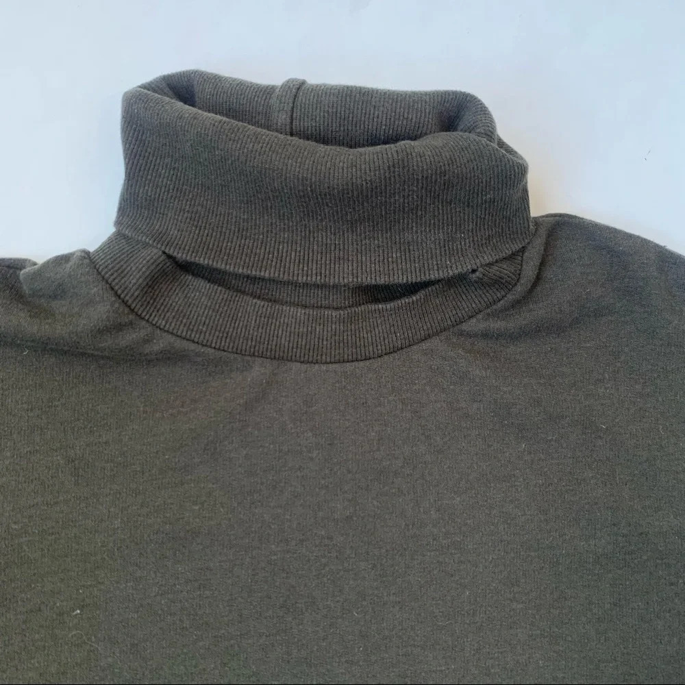 Young Fabulous & Broke Olive Green Turtle Neck Asymmetric Sweater Dress Small - Picture 9 of 10